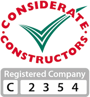Considerate Constructors Logo – who we are registered with as a considerate constructor to build trust with the public