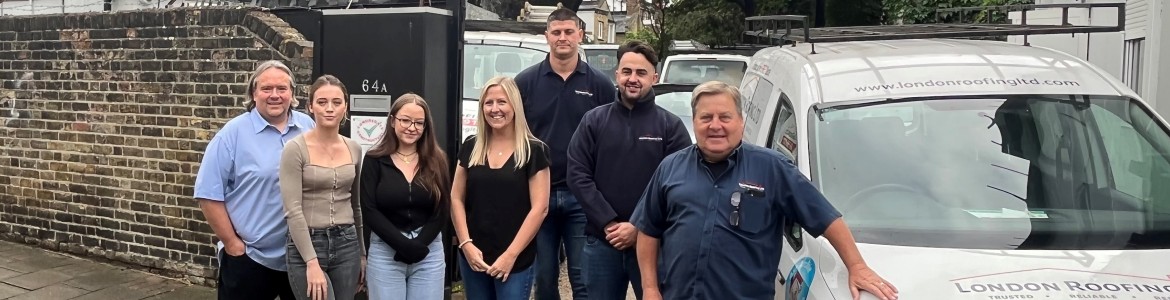 The London Roofing office staff at our family-run business premises in Putney serving most London boroughs